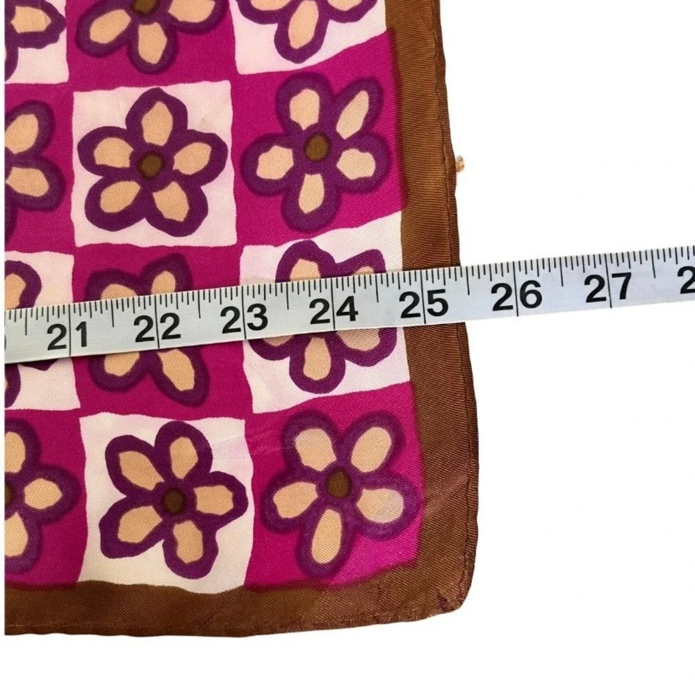 Lestaire Vintage Purple Floral Silk Scarf Square Hand Rolled Retro Daisy Print